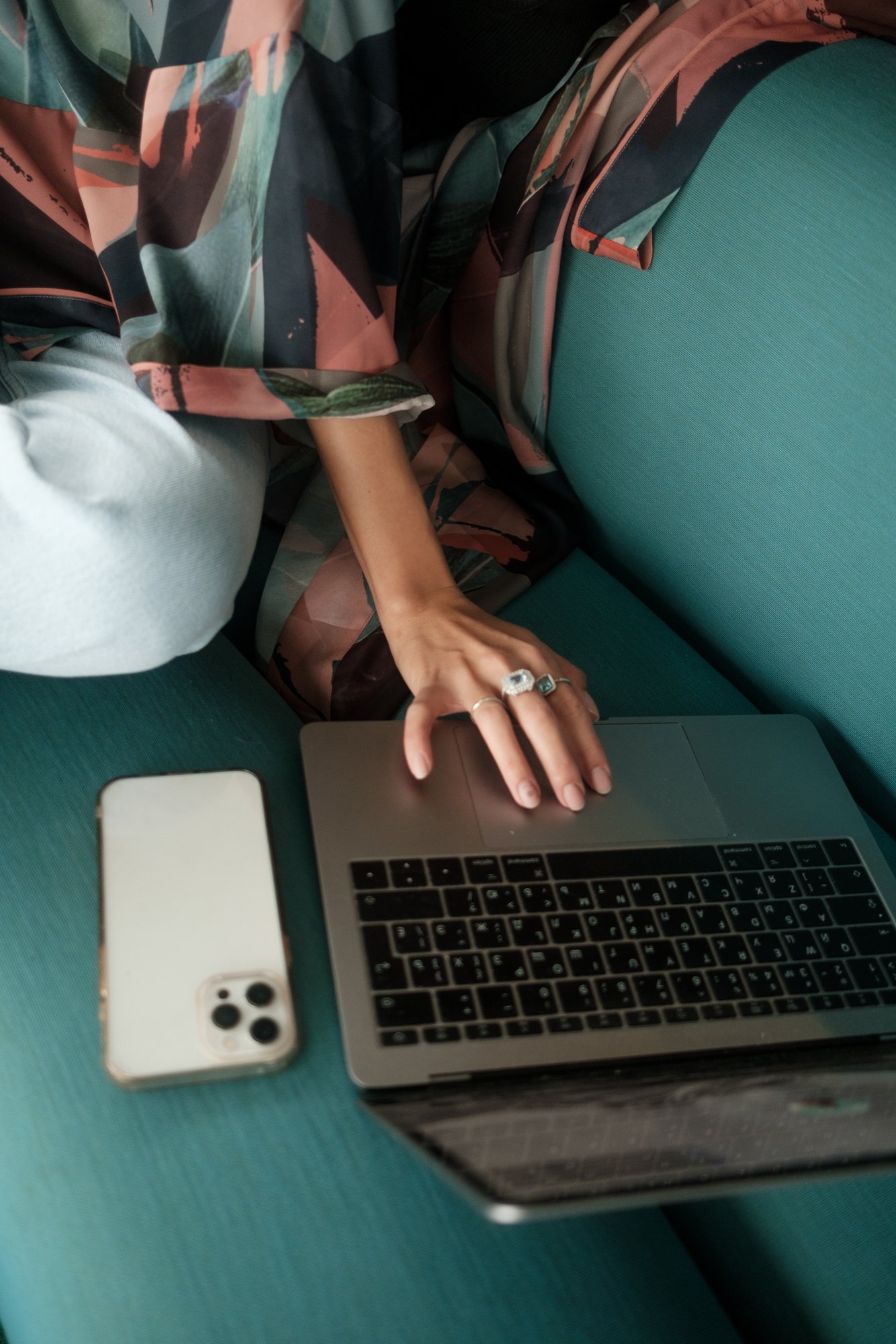 Influencer using Laptop on Couch 